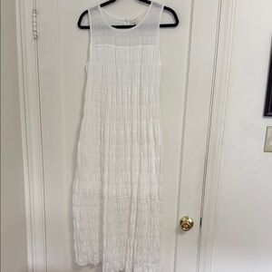 Max Studio White Sleeveless Pleated Maxi Dress